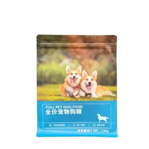 Factory Directly Custom Dog Cat Food Resealable Ziplock Stand Up Seal Flat Bottom Aluminum Foil Packaging Bags For Pet Food