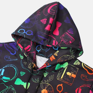 Mens Multicolor Graphic <b>Hoodie</b> Vibrant <b>Rainbow</b> Print Pullover Sweatshirt Stylish Casual Streetwear Wholesale - Product Image 2