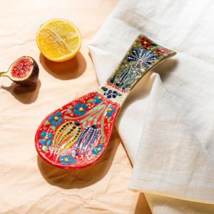 ÚNICO descanso de cuchara de tulipán elevado azul a amarillo soporte de cocina de Metal hecho en La India para espátulas cucharas pinzas Más - Product Image 4