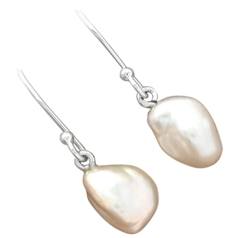 Naturale acqua dolce Biwa perla 925 argento orecchino E-1003 accattivante orecchini pendenti nuovi alla moda
