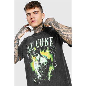 T-shirt streetwear T-shirt premium personnalisé 100% coton impression lavage à l'acide t-shirt pour hommes - Product Image 3