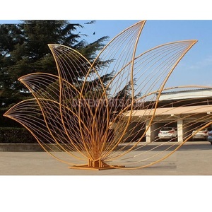 Supports métalliques dorés en forme de fleur de Lotus pour décoration de mariage, cadre métallique décoratif - Product Image 1