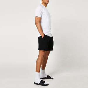 High Quality Men's Two-Piece Summer Active Bottoms Short Sleeve <b>T</b>-<b>Shirt</b> and Elastic Waist Shorts in White and <b>Black</b> Color - Product Image 2