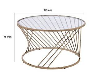 Table basse et thé en verre classique avec cadre en métal design meubles en fer pour chambre et salon décor à la maison élégant - Product Image 4