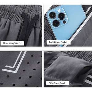 ชุดกีฬากางเกงกีฬาขาสั้นผู้ชายแห้งเร็วระบายอากาศได้ดีกางเกงขาสั้นออกกำลังกายวิ่งสองชั้นกางเกงขาสั้นผู้ชาย - Product Image 2