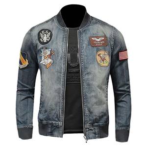 Dernière qualité de lavage couleur bleue raffer style blanc motif vol fermeture éclair denim jeans veste - Product Image 6