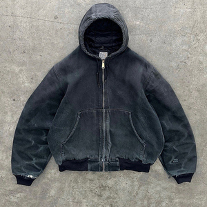 Sudaderas con capucha de talla grande Sudaderas con cremallera desgastadas de peso pesado con mangas crudas y acabado de lavado ácido - Product Image 3