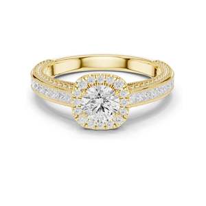 แหวนหมั้นเพชรทรงคุชชั่น 1.57 กะรัต ประดับเพชรรอบเพชร VVS-VS ความใสระดับ EF ทอง 18KT, 14KT, 10KT และเงิน 925  โมอิสซาไนต์ - Product Image 1