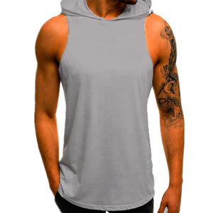 Gym Wear New Design Pullover <b>Sleeveless</b> <b>Hoodie</b> Customized Logo Solid Color <b>Men</b> Pullover <b>Sleeveless</b> Hoodies For Workout - Product Image 3