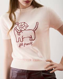 Suéter de Punto Casual de Algodón para Mujer, Cuello Redondo, Corte Regular, Manga Corta, Estampado 3D, Antiarrugas, con Brillo, para Todas las Temporadas - Product Image 5