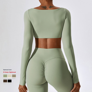 Ensemble de yoga à séchage rapide respirant pour femmes vêtements de sport à motif solide - Product Image 6