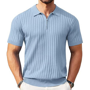 Camisas de Golf con cremallera personalizadas de alta calidad para hombre, manga corta, cuello transpirable, cuello bordado, antiarrugas, informales para polos - Product Image 1