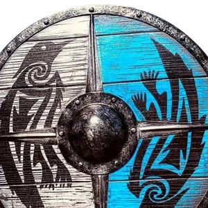 Escudo Vikingo JEXMOO Hecho a Mano de 24 Pulgadas, de Madera y Acero con Alto Contenido de Carbono, Diseño de Copa Central, con Soporte Compatible y Personalizable - Product Image 4