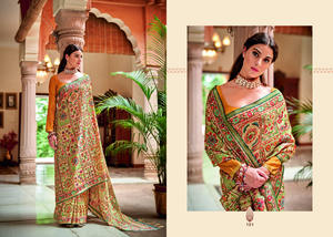 Exquis Gruham pur Banarasi Zari soie Warli imprimé Saree traditionnel fabriqué à la main indien Saree pour les mariages - Product Image 3