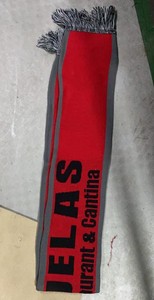 Custom Football <b>Scarf</b> Printed Jacquard Soccer Supporter <b>Scarf</b> <b>Red</b> Gray Fringe for Club Events Promotion - Product Image 1