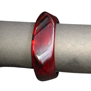 Ruby <b>Red</b> Tortoiseshell Acrylic Bangle, Deep Wine <b>Red</b> Transparent Resin <b>Bracelet</b>, Minimalist Chunky Lucite Statement Bangle - Product Image 3