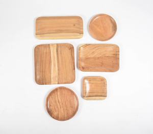 Creative Low MOQ Minimalist Western Assorted Acacia <b>Wood</b> Platters Set of 6 Manufacturer Wholesaler Factory Direct <b>Sale</b> - Product Image 2