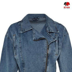 แจ็คเก็ตยีนส์ดีไซน์เฉพาะของ Ryan Pro Gear สำหรับผู้หญิง ปิดด้วยซิป ผ้าระบายอากาศ พร้อมโลโก้แบบกำหนดเอง - Product Image 3