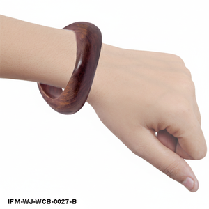 Natural Handcrafted Wooden <b>Bangle</b> <b>Bracelet</b> Dark Rosewood Curved Wave Design Chunky Organic Wood Wristband for Women - Product Image 6