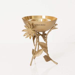Quemador de incienso con forma redonda, Color dorado, diseño de flores, cuencos de Chocolate, servidor, quemador de incienso, bandeja, velas y fragancia para el hogar - Product Image 2