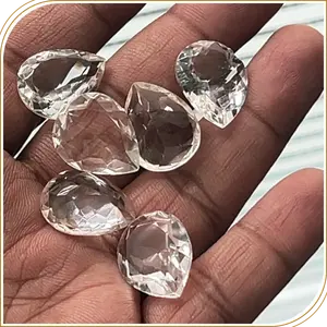 Pierre précieuse naturelle en quartz cristal, pierre taillée en forme de poire, 16x20mm, pierre naturelle de qualité supérieure - Product Image 2