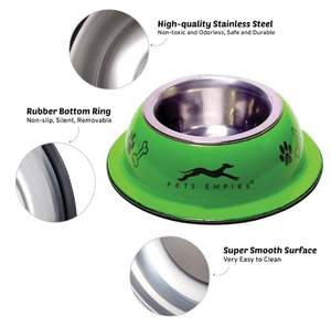 Cuenco doble ecológico Petware Anillo de silicona antideslizante Cuencos de agua y comida para perros de acero inoxidable para uso en fiestas - Product Image 1