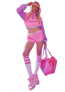 Conjunto de 2 piezas de ropa de calle personalizada OEM 2025, conjunto corto cortavientos al por mayor para mujer, ropa deportiva personalizada, conjuntos cortavientos para mujer - Product Image 2