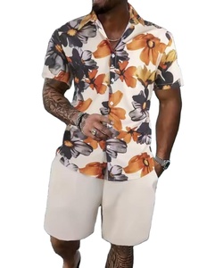 Ensemble de shorts d'été pour hommes de haute qualité, vêtements décontractés en coton respirant, ensemble de 2 pièces, shorts imprimés colorés pour hommes - Product Image 1