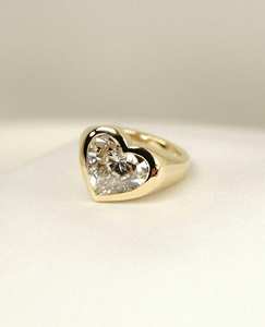 3 CT หัวใจตัดมอยส์ซอไนต์แหวนหัวใจโซลิแทร์สีขาวทองที่ละเอียดอ่อนการตั้งค่ารูปหัวใจไม่มีสีแหวนรูปหัวใจโรแมนติก - Product Image 2