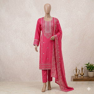 Cotton <b>Suit</b> Unstitched <b>Dress</b> Traditional 3-Piece <b>Women's</b> <b>Suits</b> Casual Summer Fit Length Pakistani Wear <b>Wedding</b> Party Quick Dry - Product Image 1