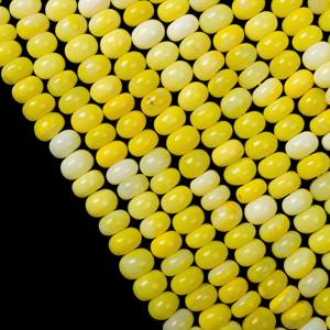 Perles de rondelle lisse d'opale jaune péruvienne naturelle 7-8mm perles de pierre d'opale en vrac pour la fabrication de bijoux au prix de gros - Product Image 2