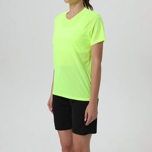 Respirant été à manches courtes femmes Gym t-shirts léger mode vêtements de sport blanc Polyester hauts pour l'entraînement en gros - Product Image 3
