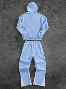 ชุดเสื้อฮู้ดและกางเกงวอร์มผ้าฟลีซพิมพ์ลายตัวอักษรสำหรับผู้ชาย ชุดลำลองสำหรับฤดูใบไม้ร่วงและฤดูหนาว ชุดวอร์มผู้ชาย - Product Image 2