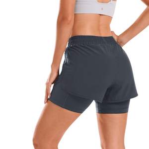 กางเกงขาสั้นของผู้หญิงกางเกงขาสั้นผ้าโพลีเอสเตอร์สำหรับออกกำลังกายในยิมฟิตเนสแห้งเร็ว100% - Product Image 2