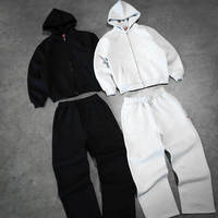 Conjunto Deportivo de Dos Piezas para Hombre, Estilo Urbano, con Estampado Invernal, de Felpa Francesa, Cierre Completo, Pierna Ancha, Algodón Suave y Transpirable, 500 g/m²