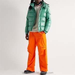 Coupe-vent d'hiver personnalisé pour hommes avec veste en duvet matelassée brillante détachable col montant en tissu de toile - Product Image 6