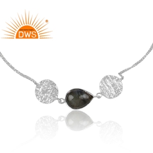 สร้อยข้อมืออัญมณีลาบราดอไรต์ธรรมชาติทำจากเงินสเตอร์ลิงชั้นดีผู้ผลิตเครื่องประดับตามสั่ง - Product Image 2