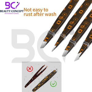 4 pinces à sourcils en acier inoxydable à pointe pointue et inclinée de la meilleure qualité. - Product Image 6