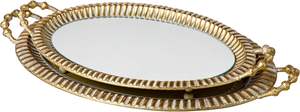 Bandejas de tocador de espejo dorado vintage con asas, juego de oro redondo de 2, bandeja decorativa de joyería de oro ovalada grande vintage - Product Image 3