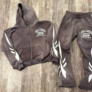 Ensemble de survêtement tendance pour homme, sweat-shirt et pantalon fuselé, style streetwear, 100% coton respirant, vente en gros directe - Product Image 5