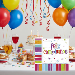 Serviettes de fête Joyeux Anniversaire 33x33cm 16 pièces 2 sacs - Product Image 3