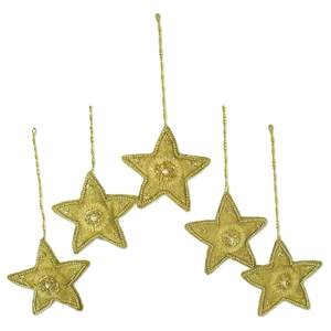 Decoración de árbol Retro de Navidad Adornos colgantes bordados de oro con borlas en forma de corazón Formas surtidas Venta a granel Hecho a mano - Product Image 4