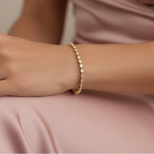 กำไลข้อมือทอง 14K ประดับเพชรแท้แบบลอยตัวสำหรับผู้หญิง - Product Image 5