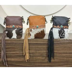 Riñonera multifunción de cuero para exteriores con flecos para motocicleta, riñonera para deportes de viaje Unisex, bolsa con cremallera para teléfono móvil - Product Image 1