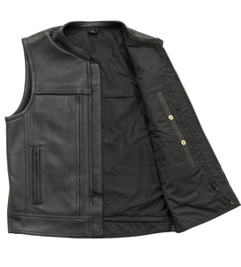 เสื้อกั๊กหนังแท้สำหรับขี่มอเตอร์ไซค์ผู้ชาย คุณภาพสูง ราคาขายส่งจากโรงงาน ขายดี สำหรับฤดูหนาว - Product Image 4