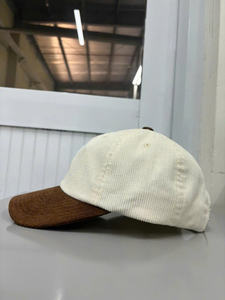 <b>Vintage</b> Corduroy Dad <b>Cap</b> Cream Crown Brown Brim Custom Baseball Hat 6 Panels for Outdoor Classic <b>Cap</b> OEM Vietnam - Product Image 2