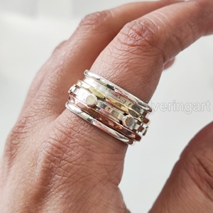 Infinity Spinner Band Bohème Bague En Argent Sterling 925 Anneau De Pouce Pour Femmes Bijoux Faits À La Main Noël Anxiété Hommes Spinner Anneau - Product Image 2