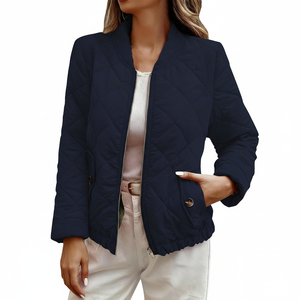 Veste matelassée légère pour femmes, logo personnalisé, manteau de transition d'automne, coupe ajustée, coupe-vent, élégante, matelassée - Product Image 1