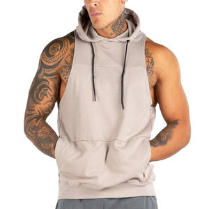 Sweat à capuche sans manches d'entraînement sweat à capuche de gymnastique léger et respirant pour Fitness hommes musculation entraînement sweats à capuche sans manches - Product Image 1