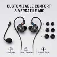 Earphone Gaming Tembaga Bebas Oksigen, Headset In-Ear Latensi Rendah HD Dual Mic untuk Game Mobile